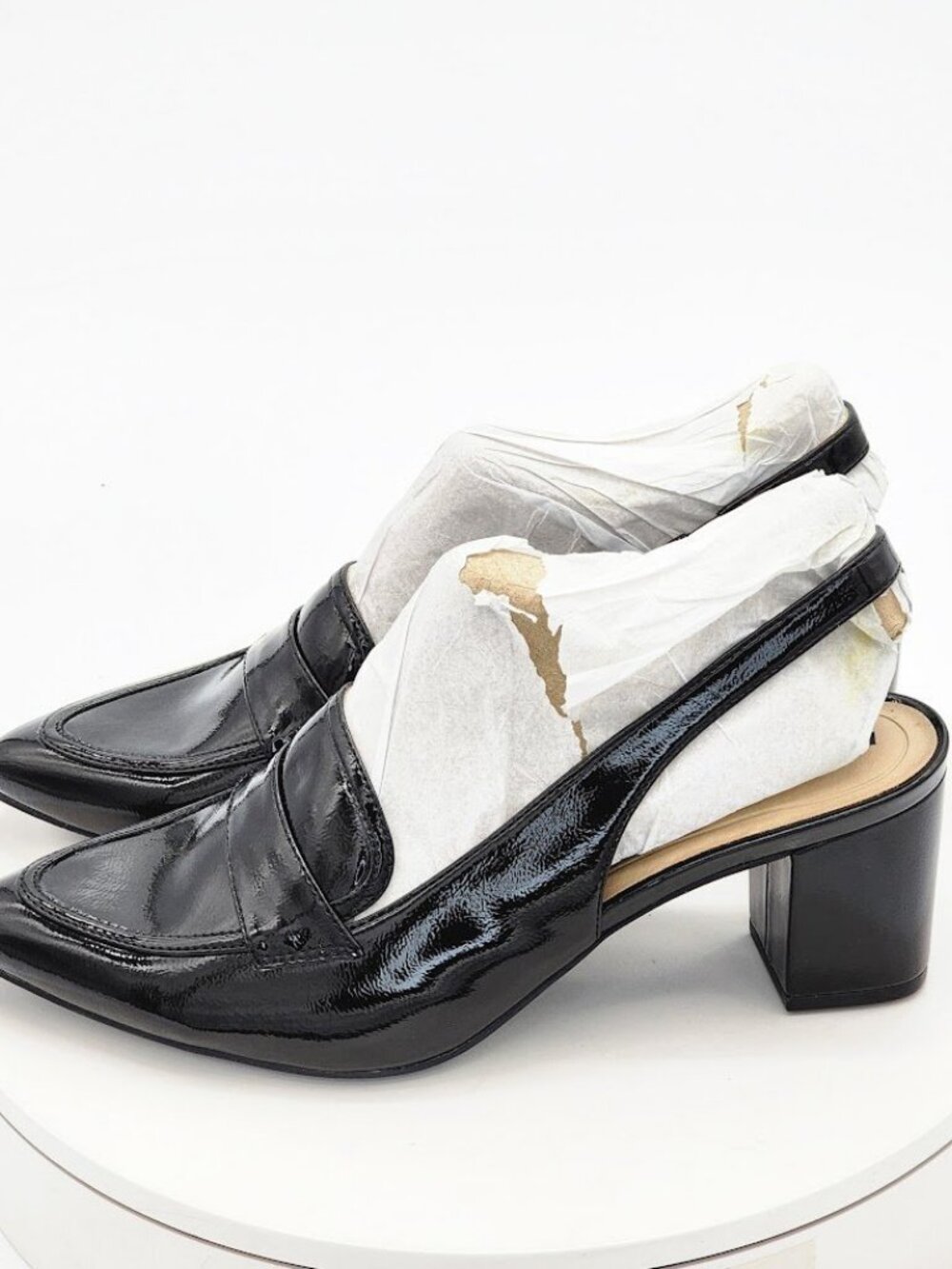 LifeStride Angel Black Patent Slingback Loafer Pumps Block Heel Women’s Size 9 - Picture 6 of 11